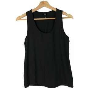 Ann Taylor Petite Black Mixed Media Scoop Neck Tank Top SP